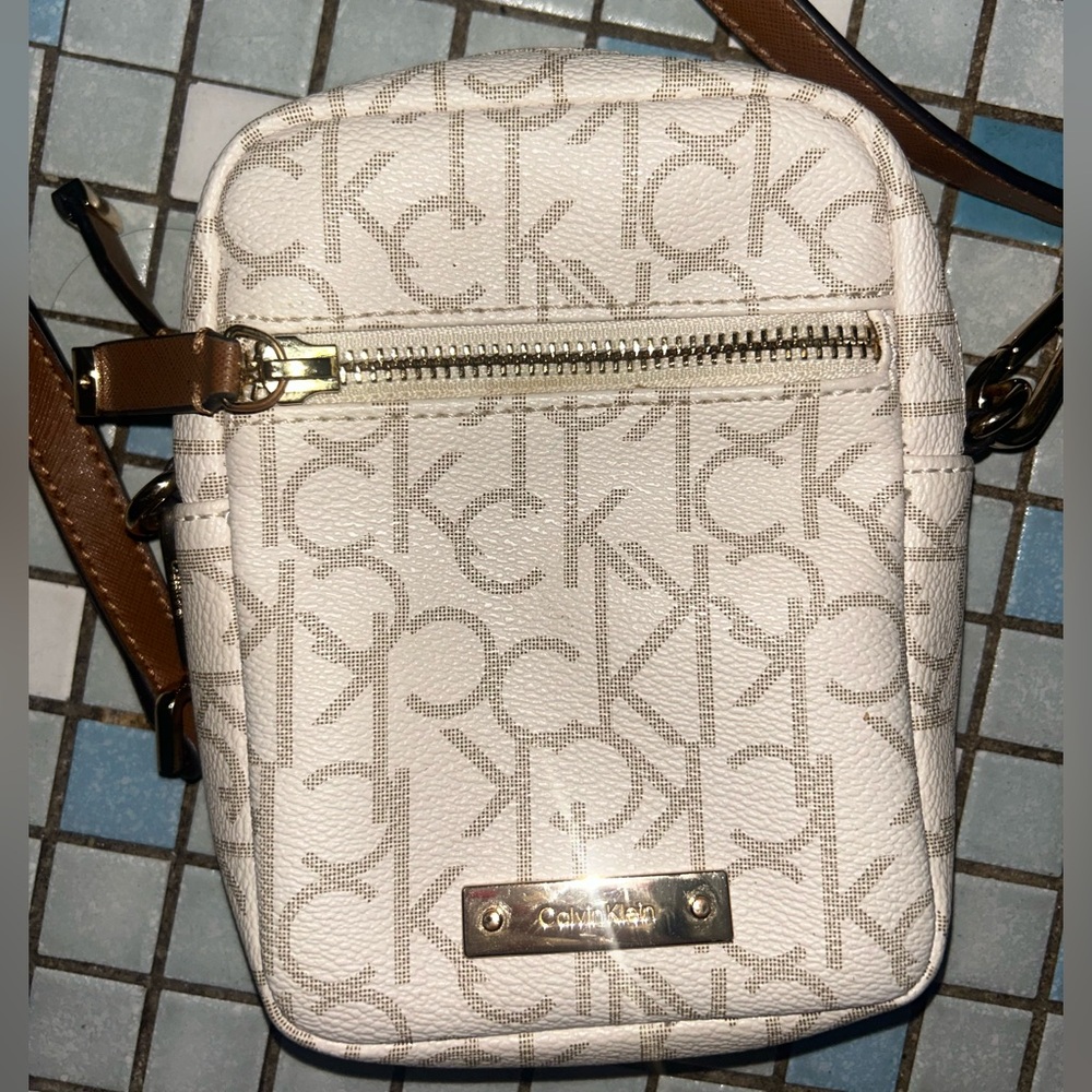 Calvin Klein Beige Logo Crossbody Bag
